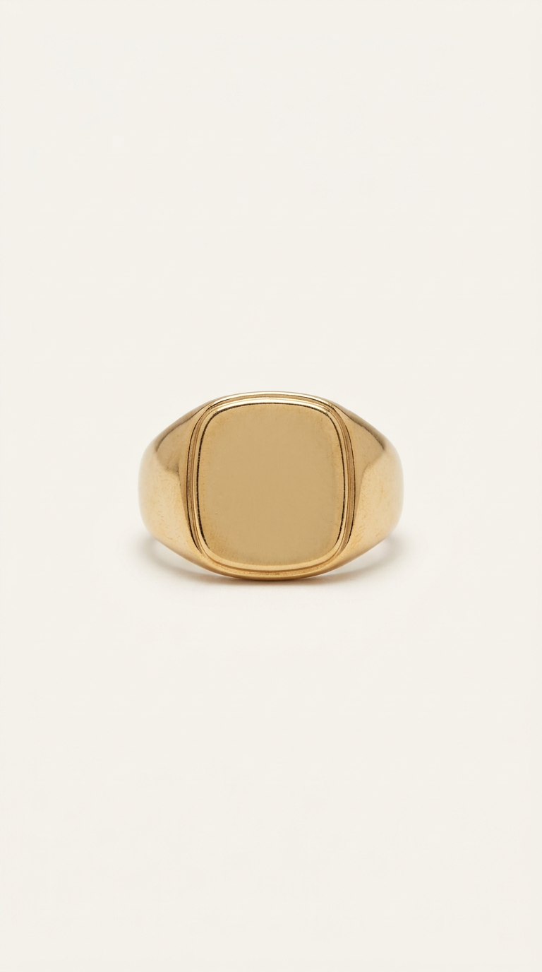 Men's Gold-Plated Square Signet Ring
