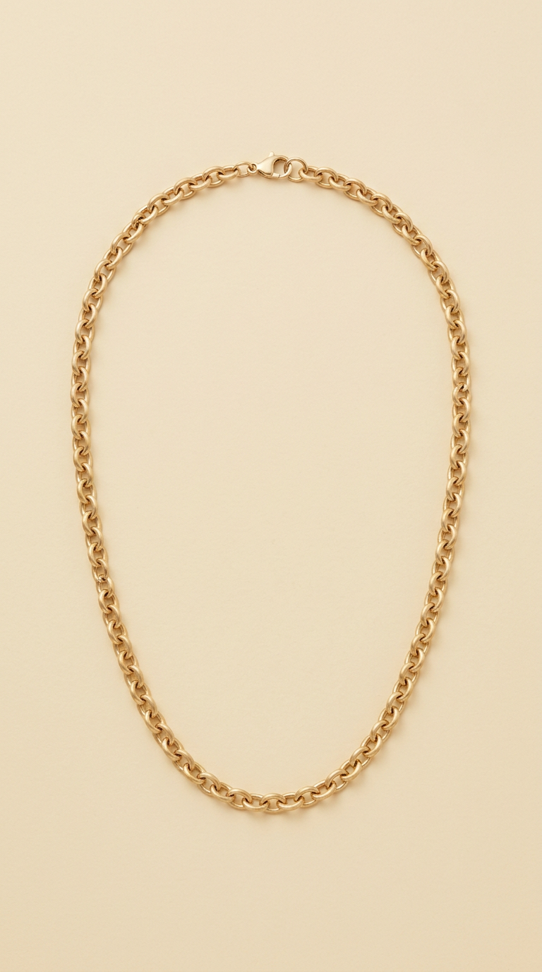 Gold Link Necklace with T-Bar Clasp